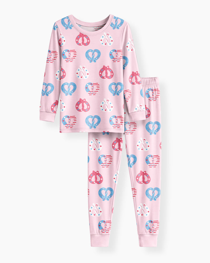 4th of July Pretzel  Bamboo Two Piece Long Sleeve Pajama Set