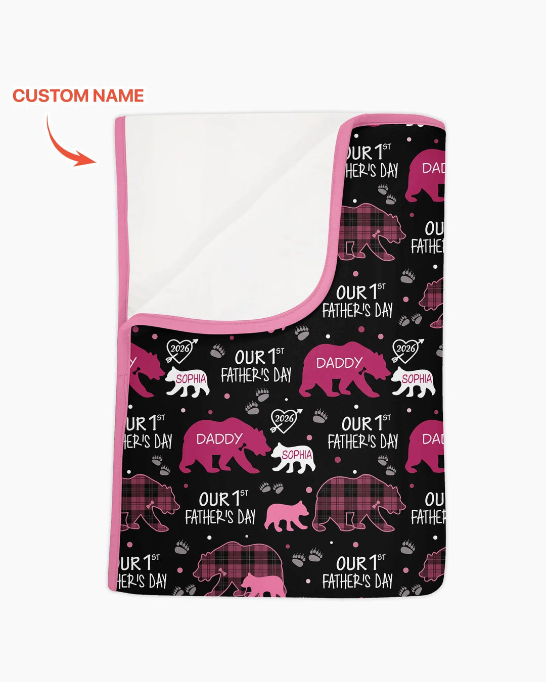 Our 1st Father's Day Daddy Bear & Me Matching Bamboo Blanket