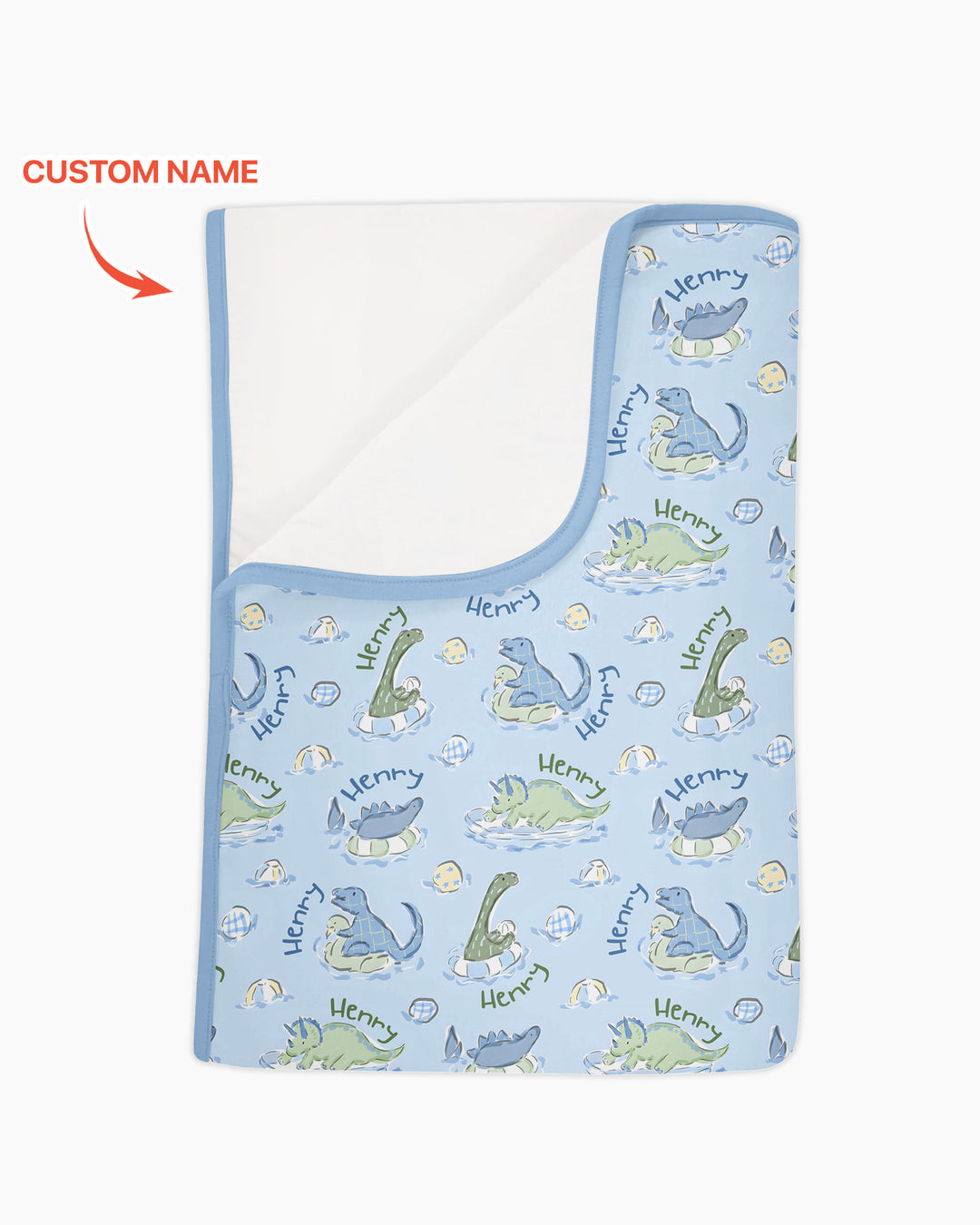 Dinos Swimming Custom Name Bamboo Blanket