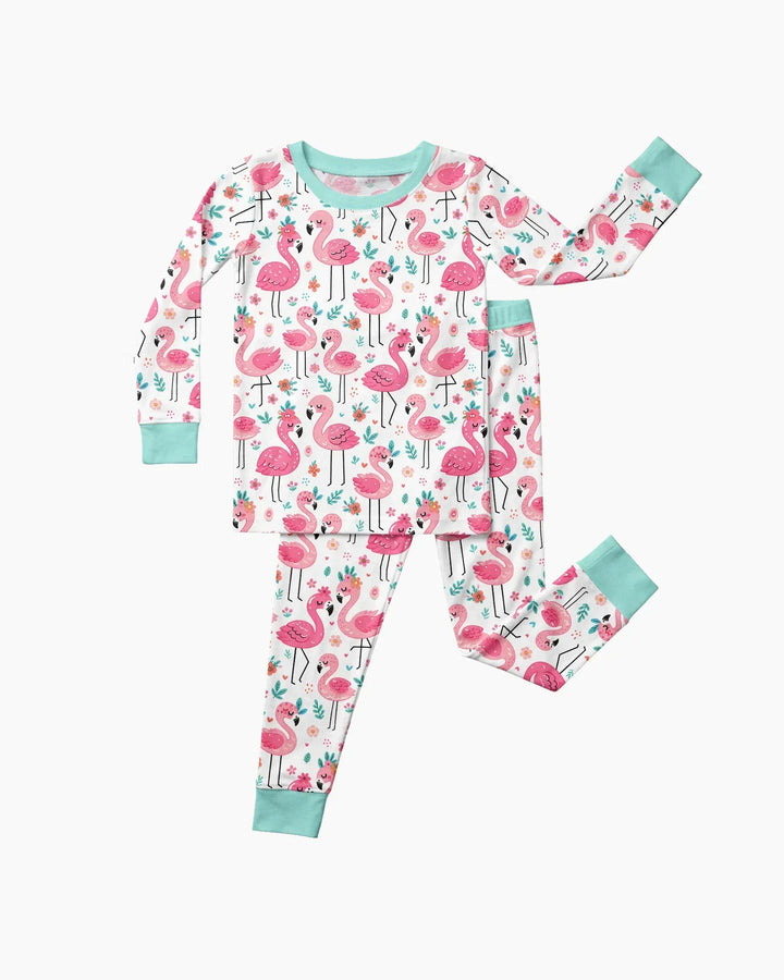 Hello Flamigo Bamboo Two Piece Long Sleeve Pajama Set