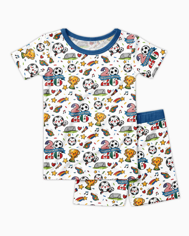 Soccer Fever 2026 Family Matching Bamboo Two Piece Short Sleeve Shorts Pajama Set