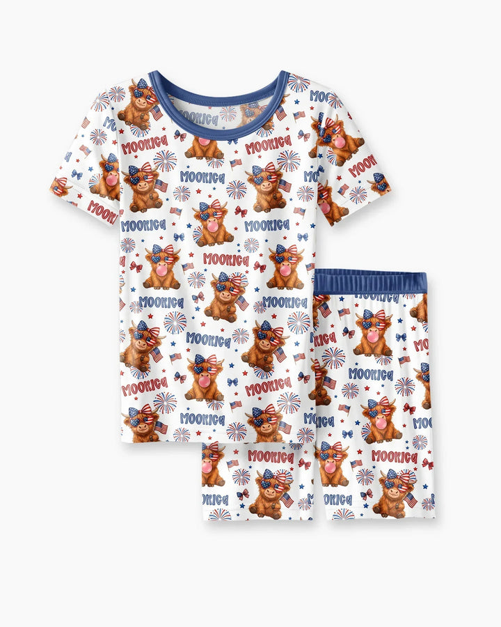 Conjunto de Pijama de Dos Piezas de Bambú con Mangas Cortas y Pantalones Cortos