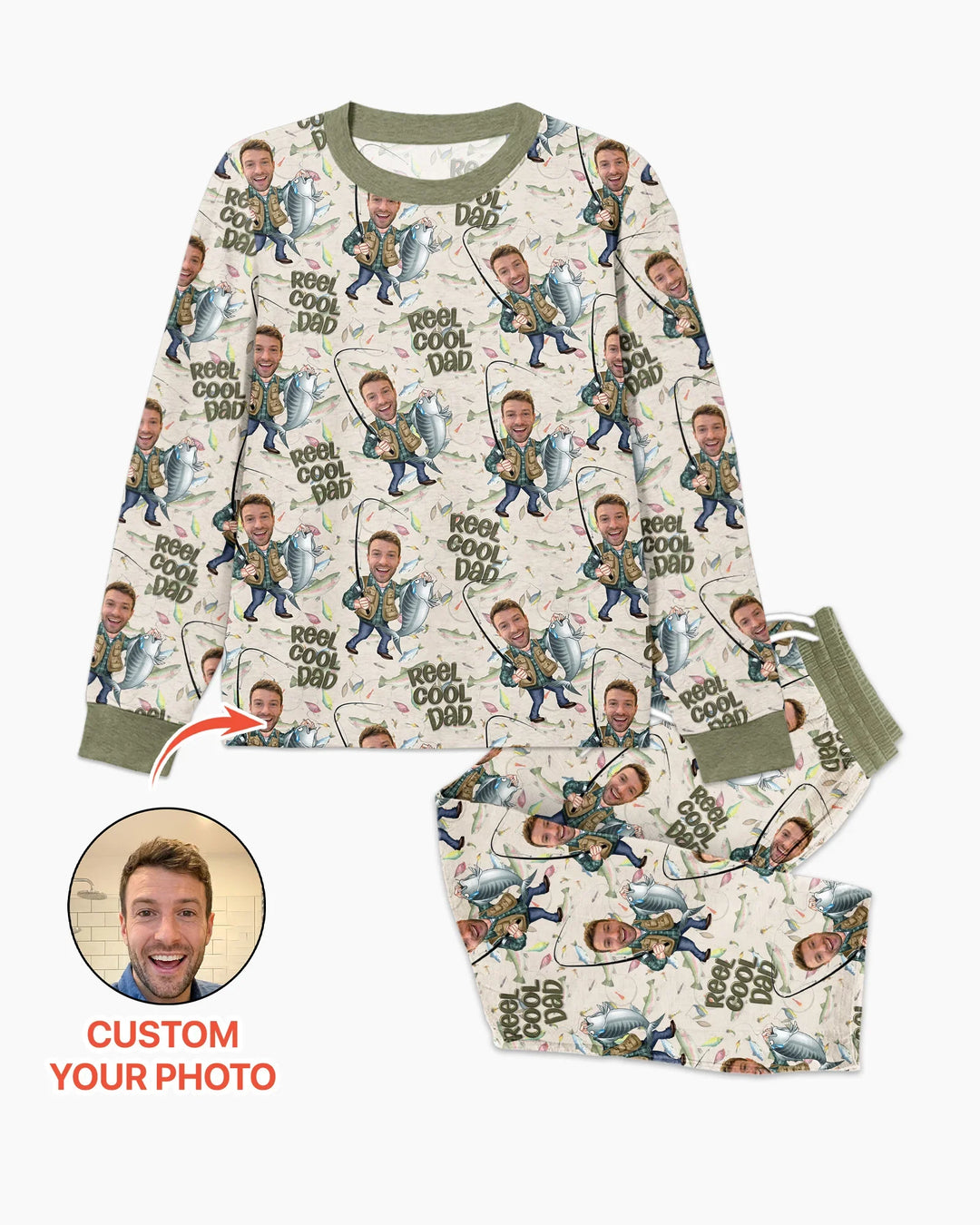 Custom Photo Dad Fishing's Buddy Daddy & Me Matching  Bamboo Men's Pajama Set