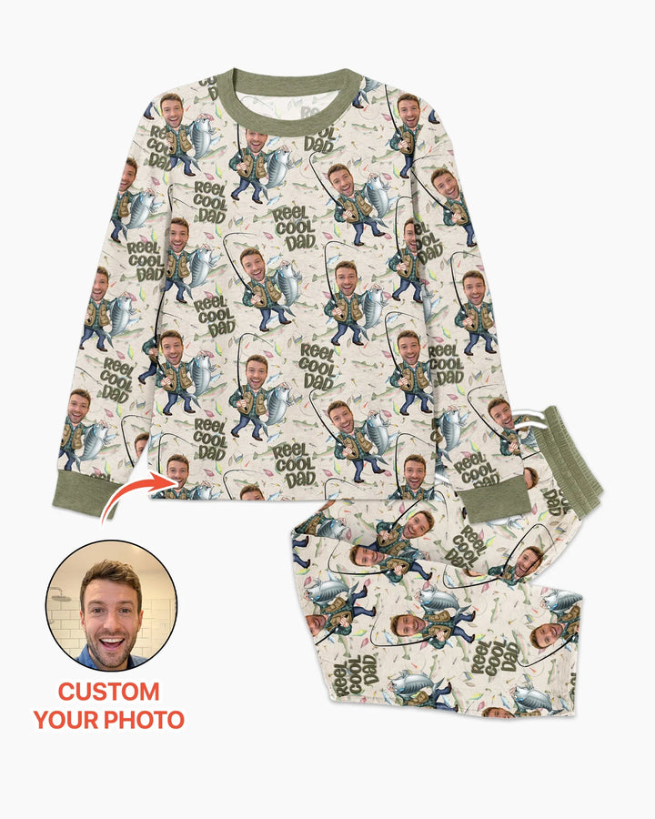 Custom Photo Dad Fishing's Buddy Daddy & Me Matching  Bamboo Men's Pajama Set