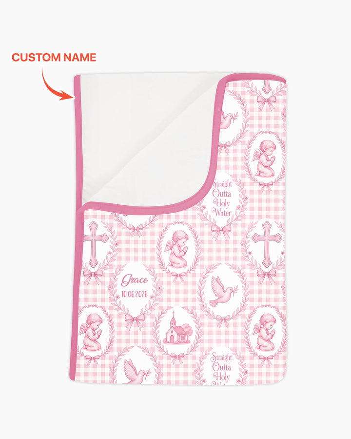 Custom Name Baptism Straight Outta Holy Water Bamboo Blanket