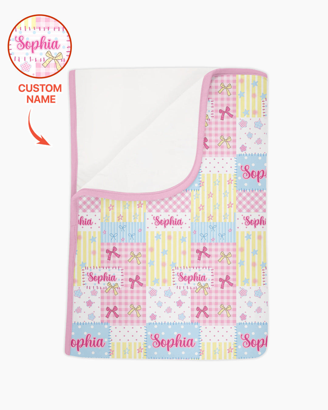 Custom Name Sweet Patchwork Bamboo Blanket