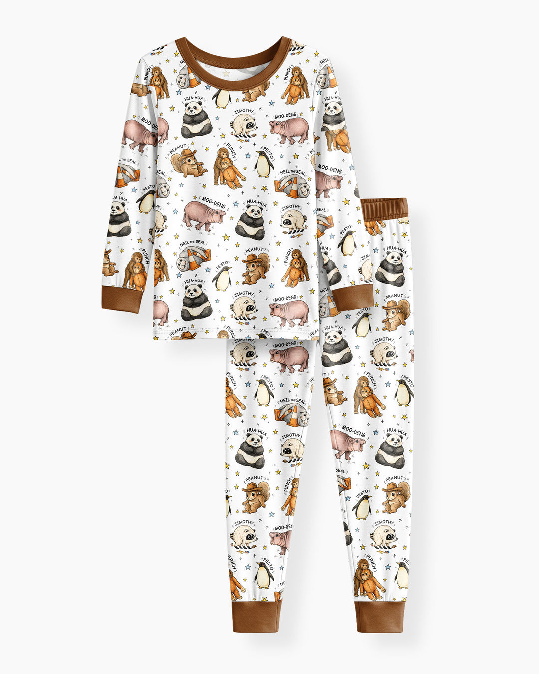 Cute Viral Animals Bamboo Two Piece Long Sleeve Pajama Set