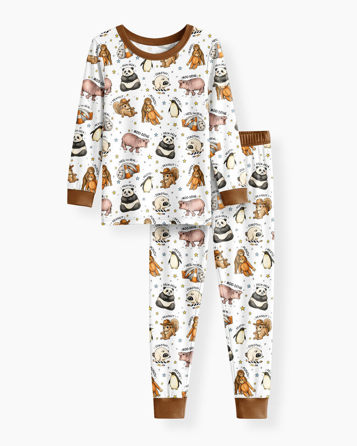 Cute Viral Animals Bamboo Two Piece Long Sleeve Pajama Set
