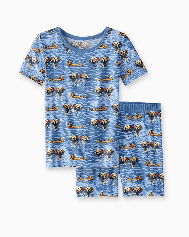 Conjunto de Pijama de Dos Piezas de Bambú con Mangas Cortas y Pantalones Cortos