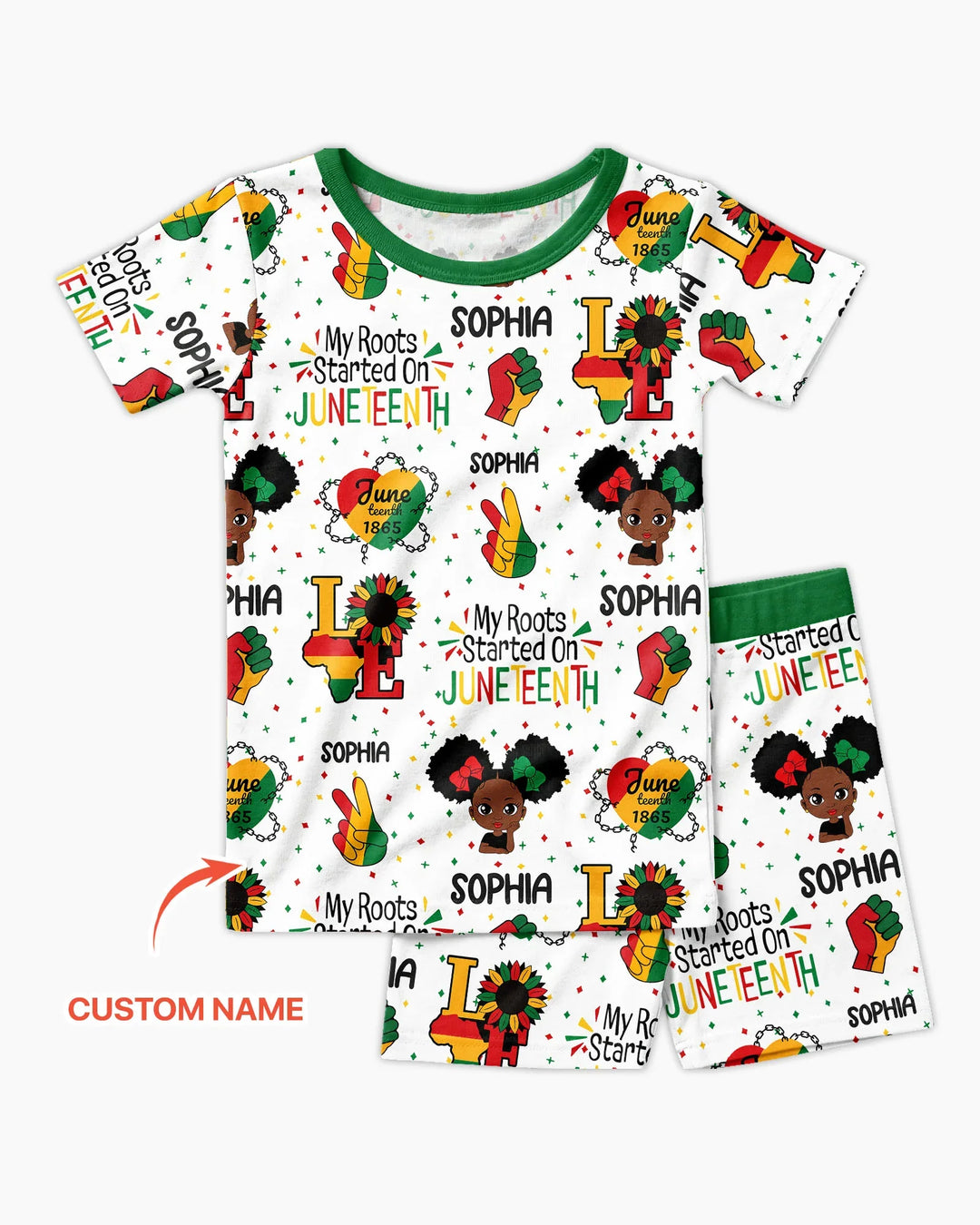 Custom Name My Roots Started On Juneteenth Bamboo Two Piece Short Sleeve Shorts Pajama Set