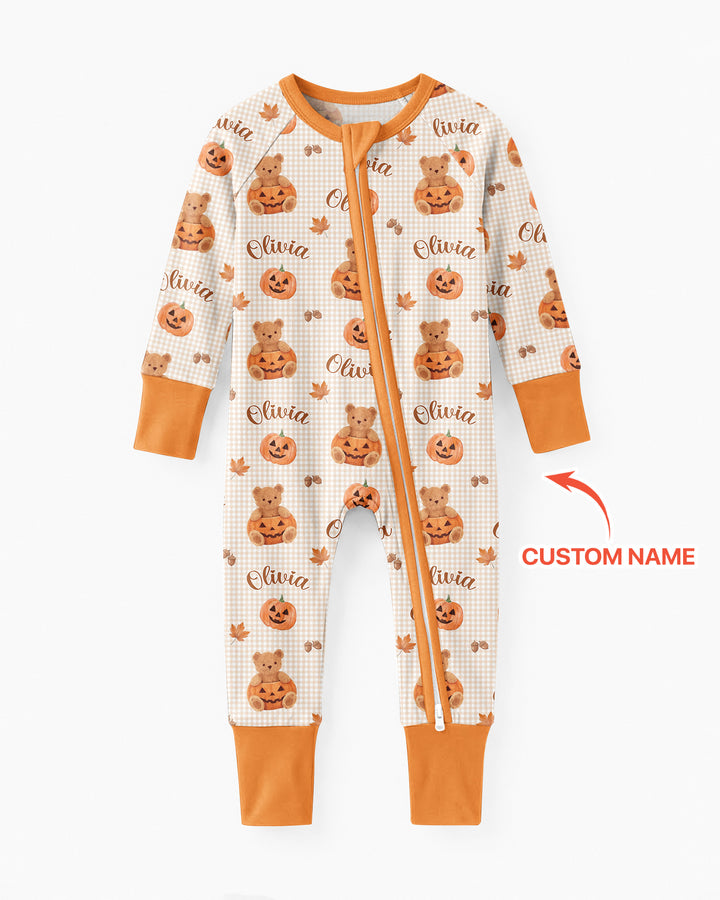 Custom Name Pumpkin Teddy Bamboo Convertible Zippy
