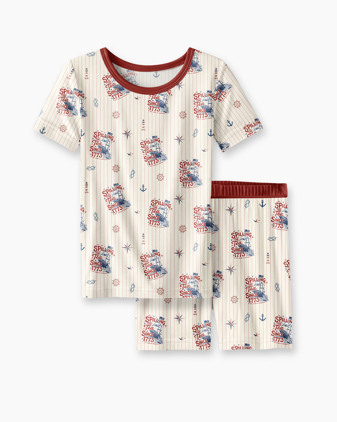 Spilling The Tea Since 1773 Family Matching Bamboo Two Piece Short Sleeve Shorts Pajama Set