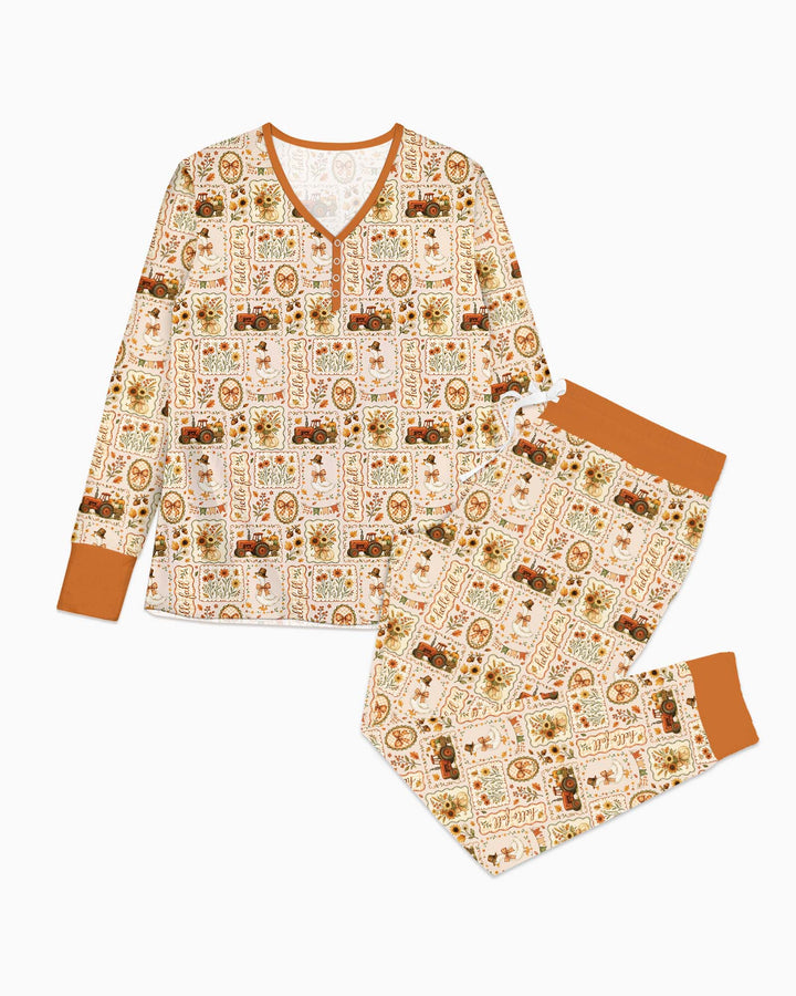 Farmhouse Fall Goose Family Matching Bamboo Women Pajama Set