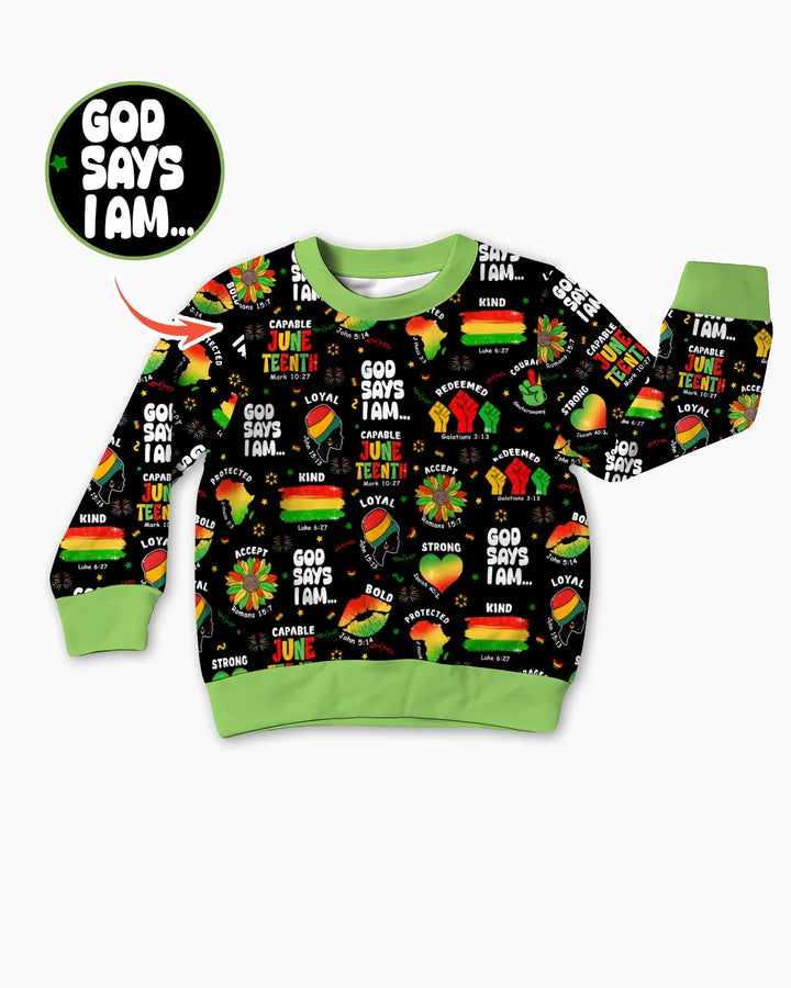 God Says I Am Juneteenth Blessings Bamboo Crewneck Sweatshirt