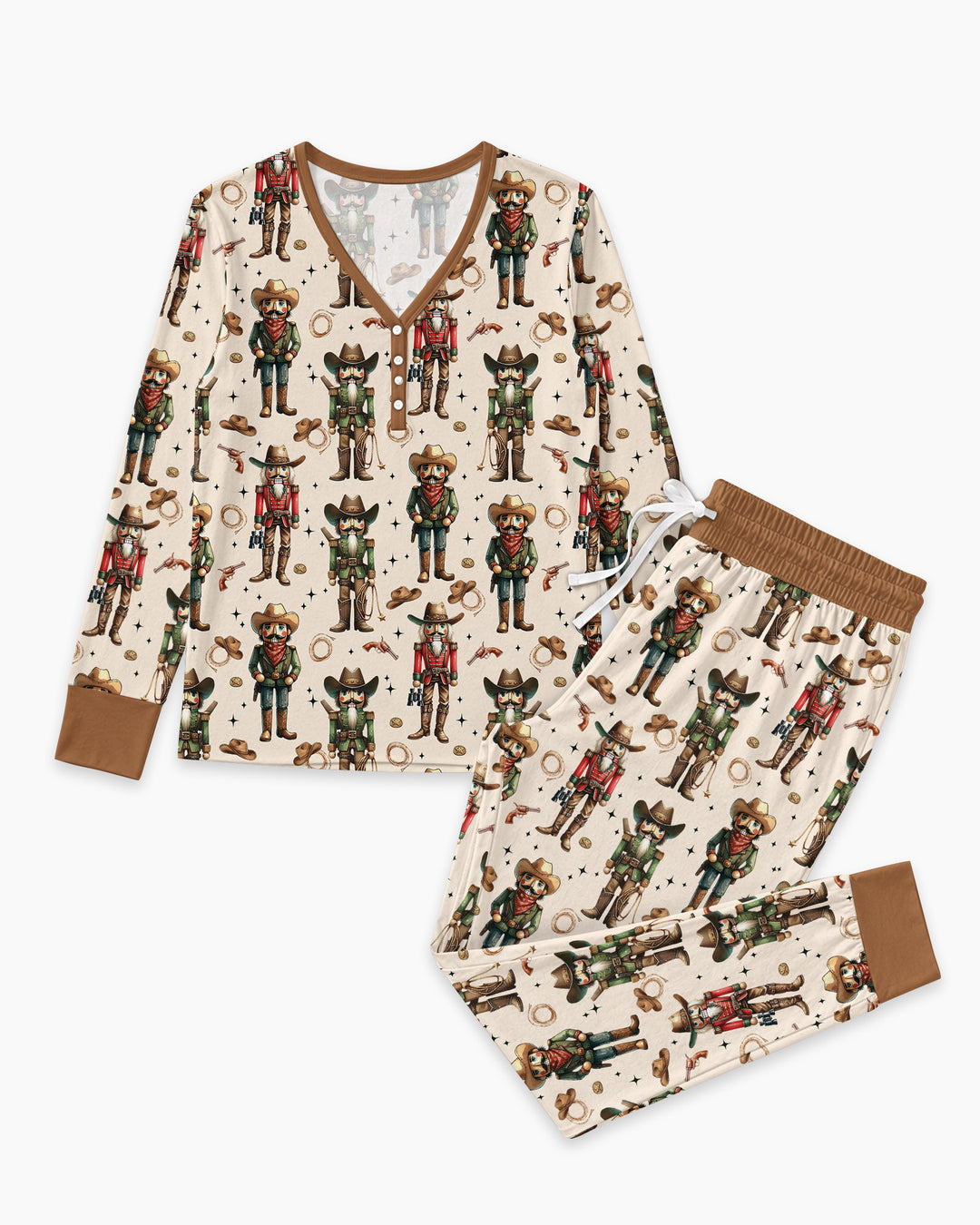 Western Christmas Cowboy Nutcracker Bamboo Women Pajama Set