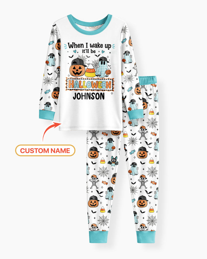 Custom Name When I Wake Up It'll Be Halloween! Bamboo Two Piece Long Sleeve Pajama Set