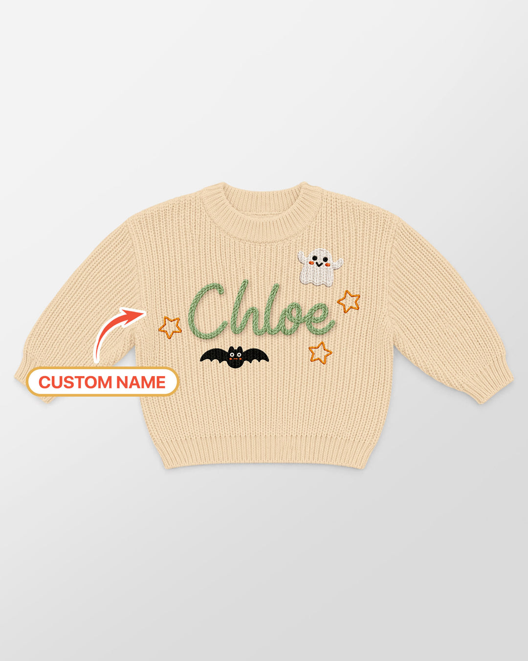 Happy Halloween Embroidered Baby Name Bamboo Knit Sweater Bubble