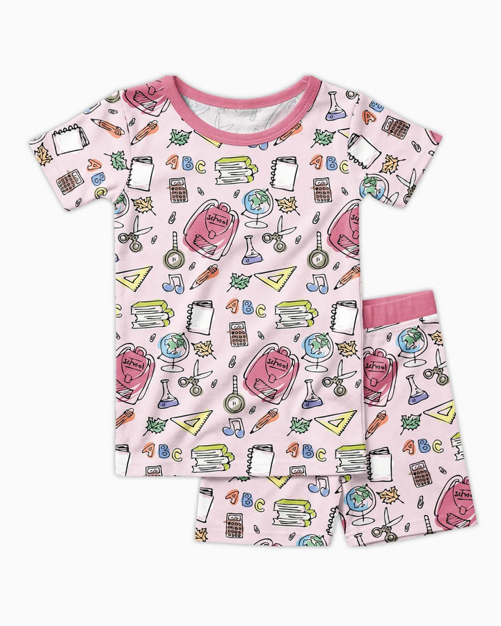 Doodle School Days Bamboo Two Piece Short Sleeve Shorts Pajama Set