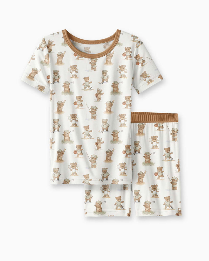 Conjunto de Pijama de Dos Piezas de Bambú con Mangas Cortas y Pantalones Cortos