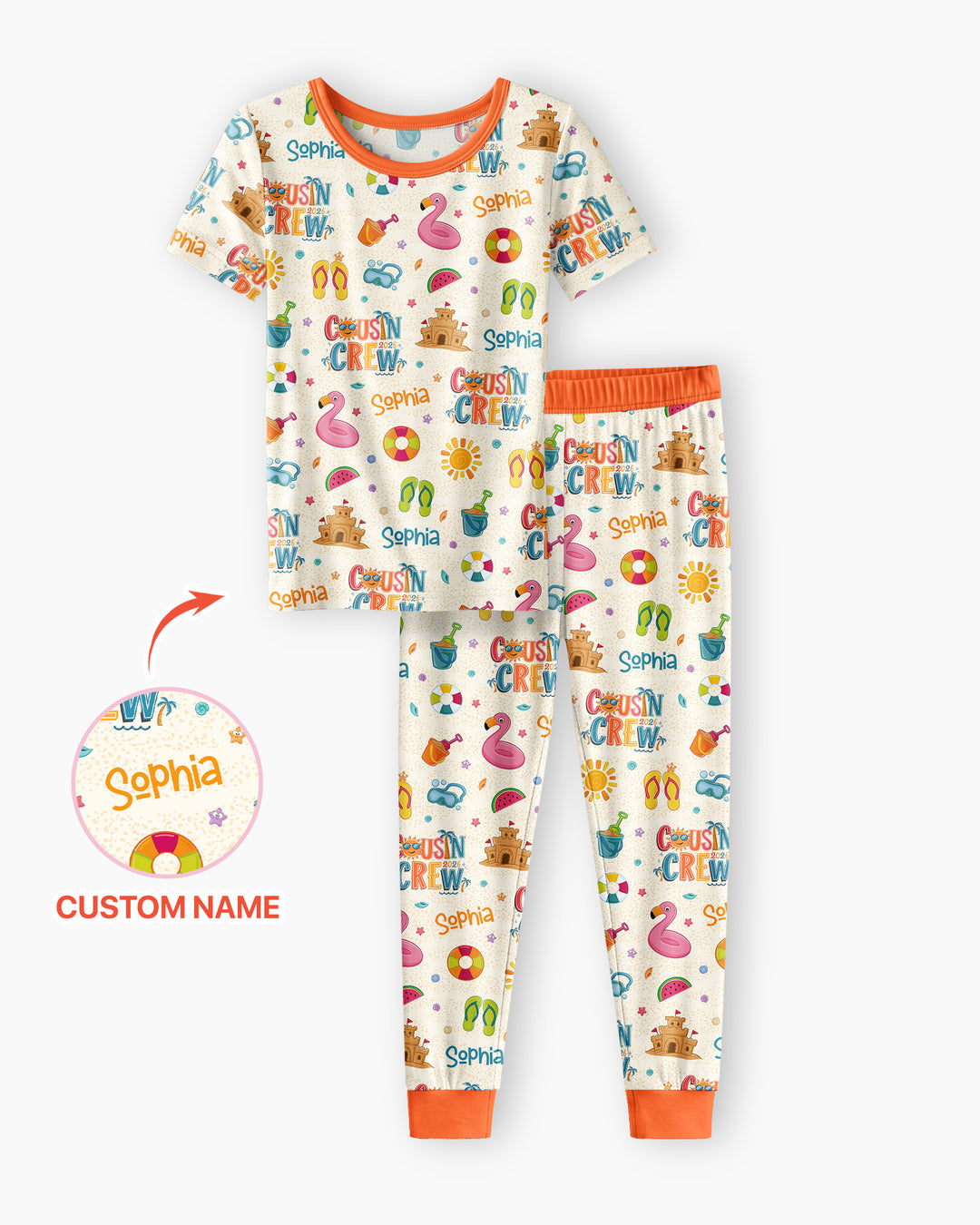 Conjunto de pijama de dos piezas de bambú de manga corta, plantilla personalizada