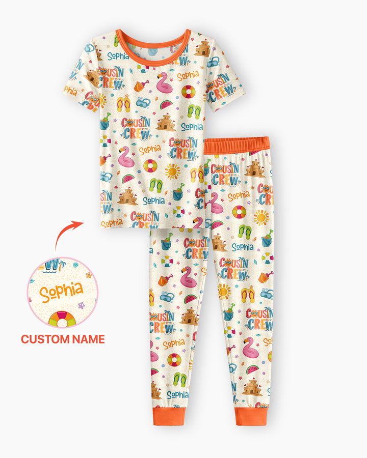 Conjunto de pijama de dos piezas de bambú de manga corta, plantilla personalizada