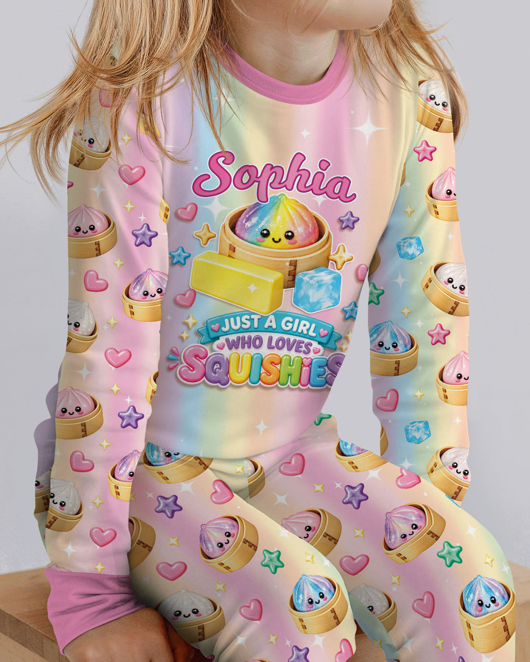 Just A Girl Who Loves Squishy Custom Name Bamboo Two Piece Long Sleeve Pajama Set