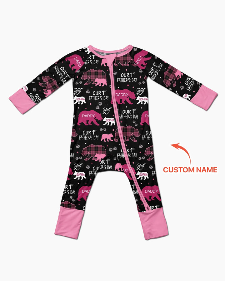 Our 1st Father's Day Daddy Bear & Me Matching Bamboo Convertible Zippy