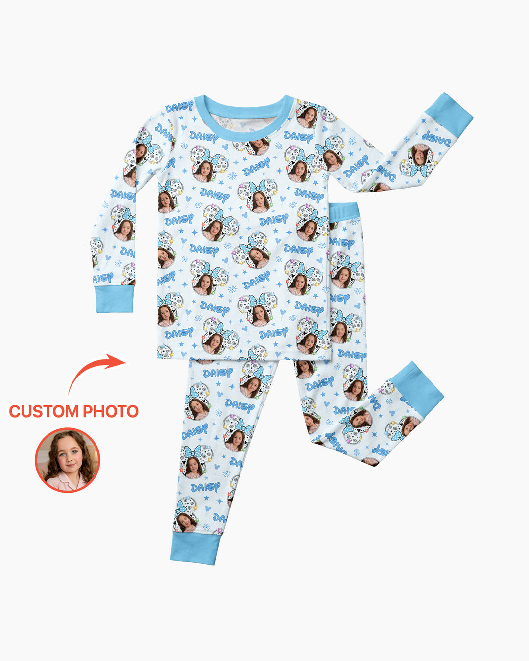Custom Photo Little Princess Bamboo Two Piece Long Sleeve Pajama Set