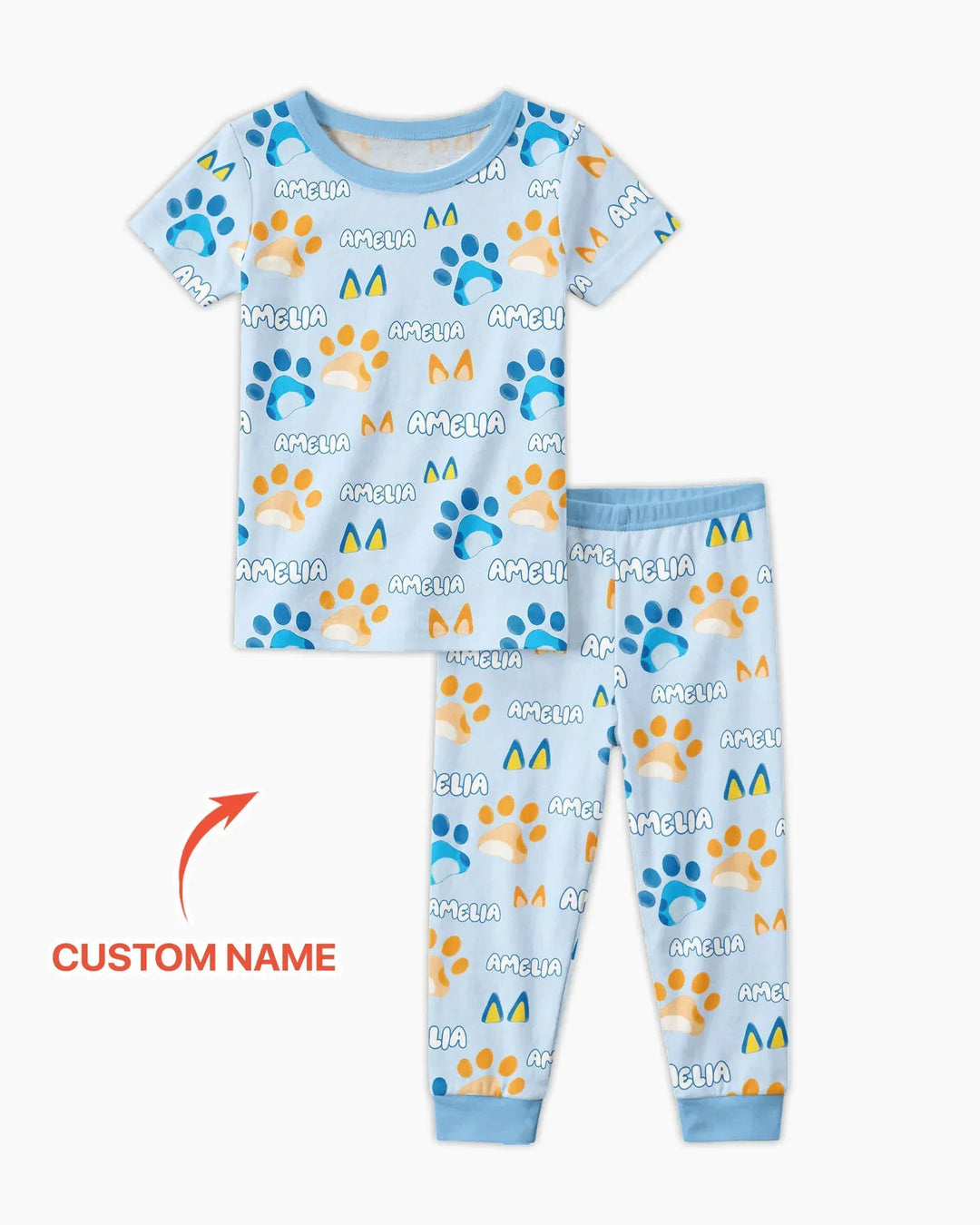 Conjunto de pijama de dos piezas de bambú de manga corta, plantilla personalizada