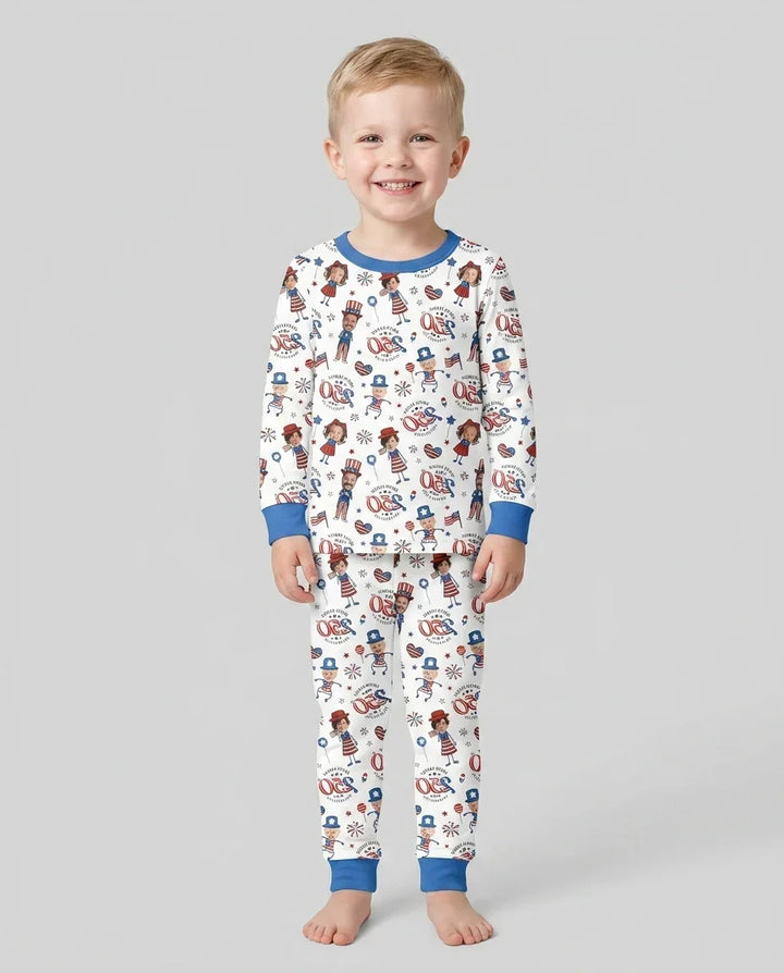 Custom Photo Smith Family Celebration Bamboo Two Piece Long Sleeve Pajama Set