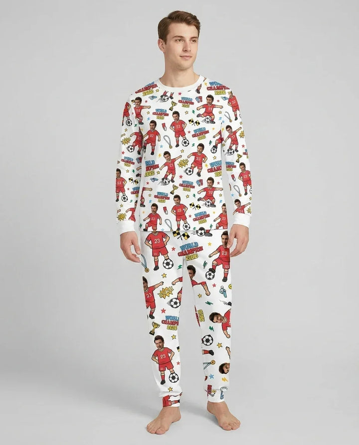 Custom Photo World Champion 2026 Family Matching Bamboo Men's Pajama Set