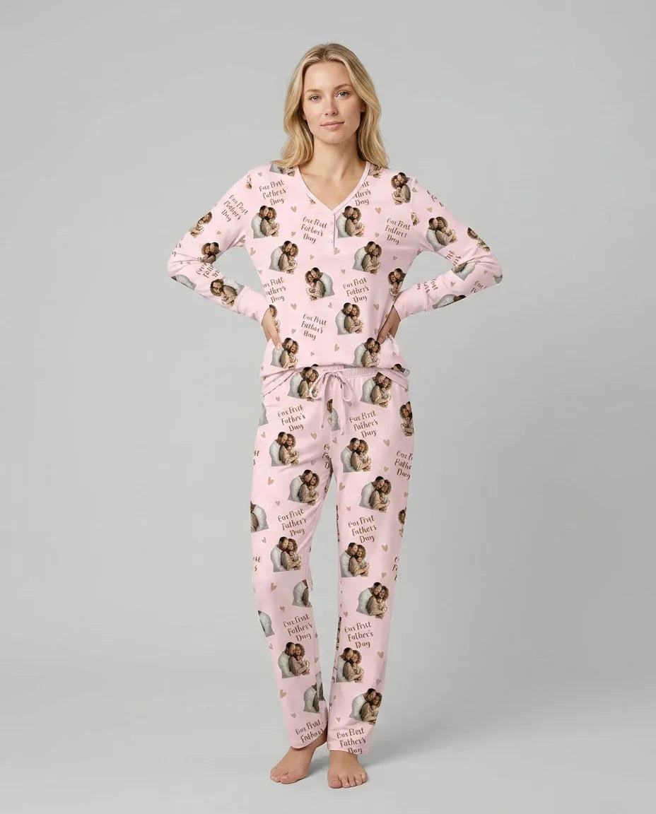 Custom Photo Our First as Parents Bamboo Women Pajama Set