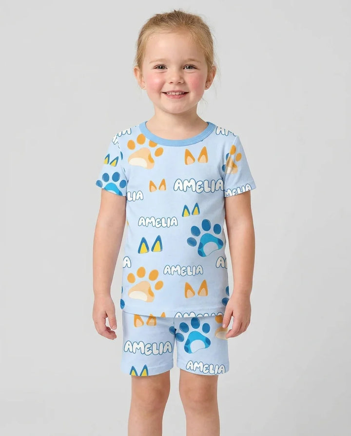 Pijama de bambú de dos piezas de manga corta con pantalón corto, plantilla personalizada