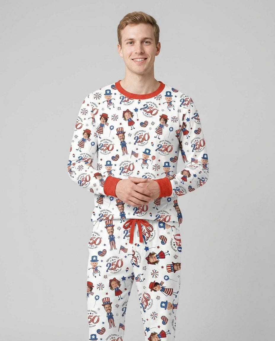 Custom Photo Smith Family Celebration Bamboo Men's Pajama Set
