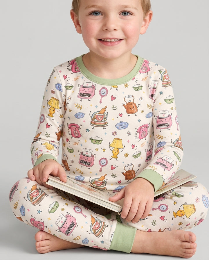 Retro Chasing Toy Bamboo Two Piece Long Sleeve Pajama Set