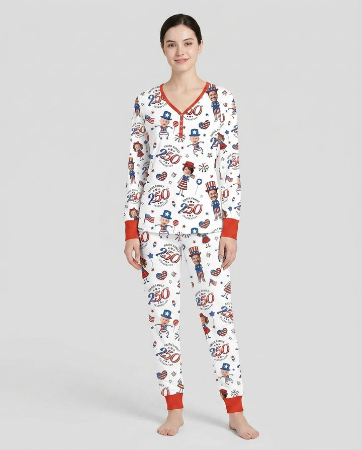 Custom Photo Smith Family Celebration Bamboo Women Pajama Set