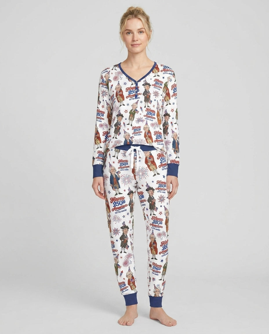 Party Like It's 1776 Family Matching Bamboo Women Pajama Set