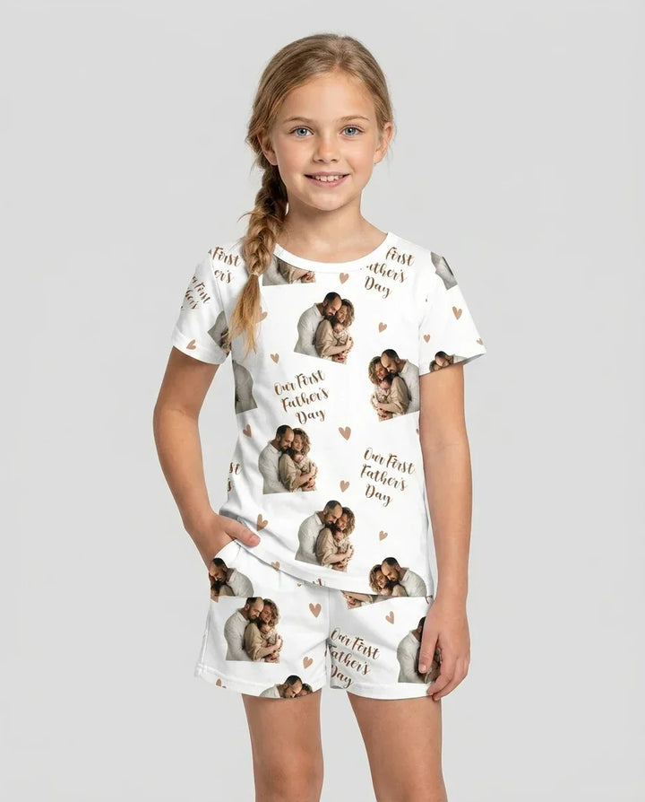Custom Photo Our First as Parents Bamboo Two Piece Short Sleeve Shorts Pajama Set