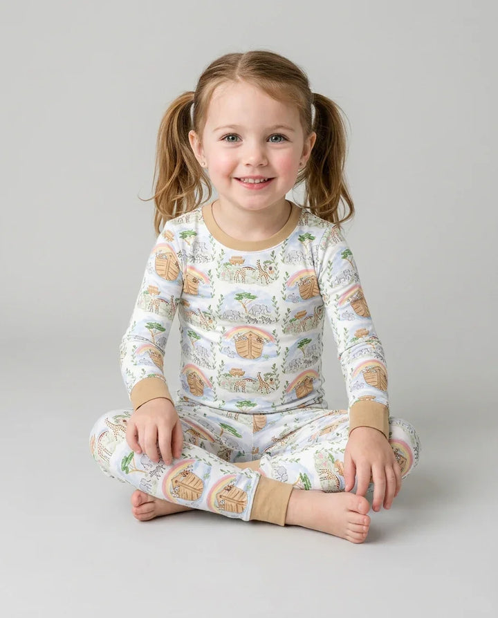 Noah And The Ark Bamboo Two Piece Long Sleeve Pajama Set