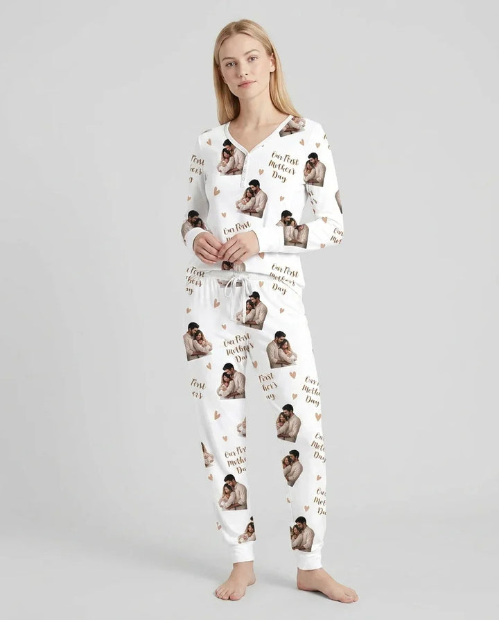 Custom Photo Our First as Parents Bamboo Women Pajama Set