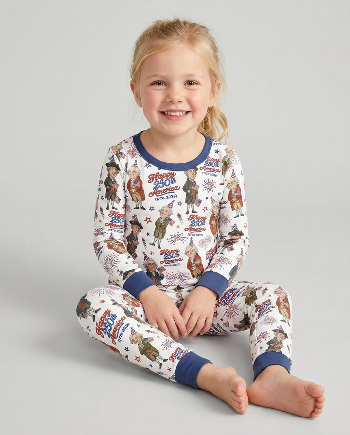 Party Like It's 1776 Family Matching Bamboo Two Piece Long Sleeve Pajama Set