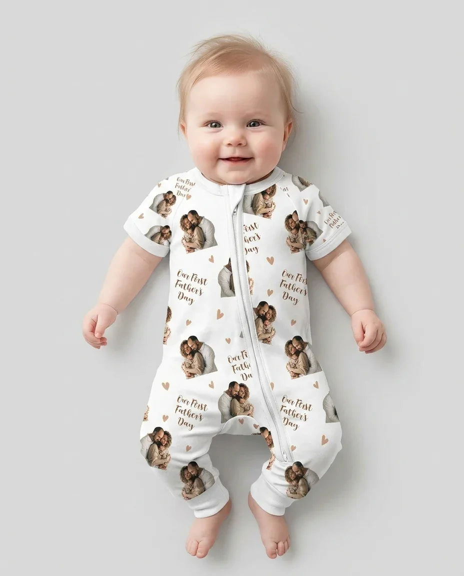 Custom Photo Our First as Parents Bamboo Shorty Zippy