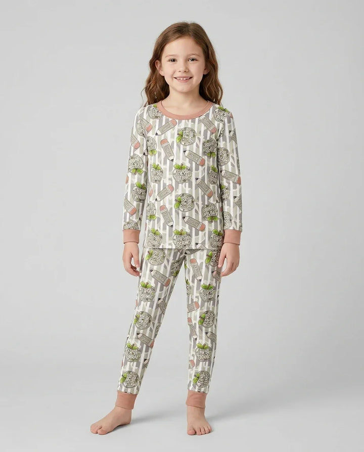 Zweiteiliges Langarm-Pyjama-Set mit Sommerfrüchten