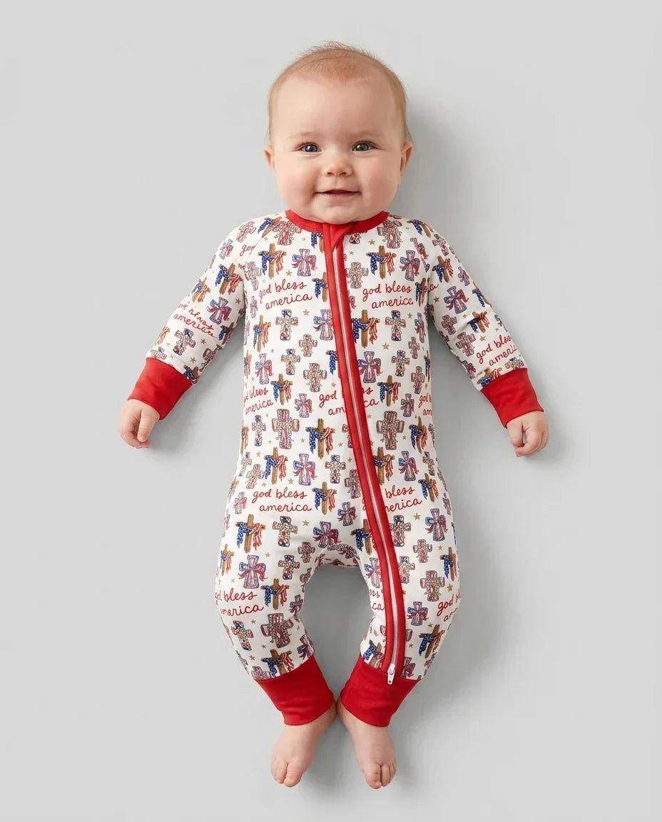 God Bless America Family Matching Bamboo Convertible Zippy