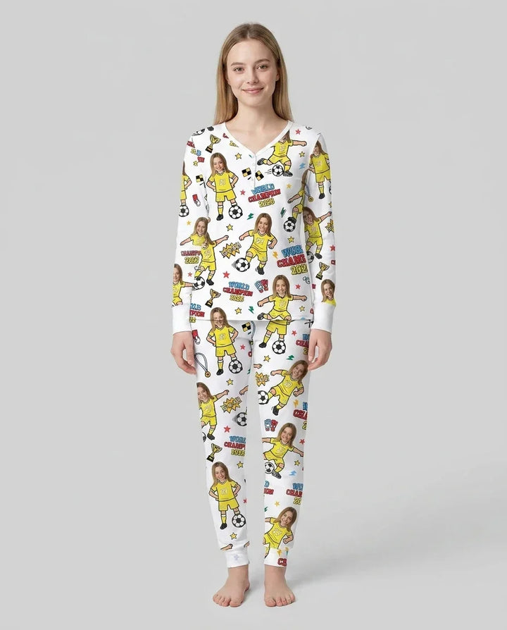 Custom Photo World Champion 2026 Family Matching Bamboo Women Pajama Set