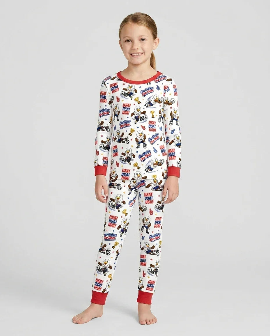 Soccer One Nation One Team Bamboo Two Piece Long Sleeve Pajama Set