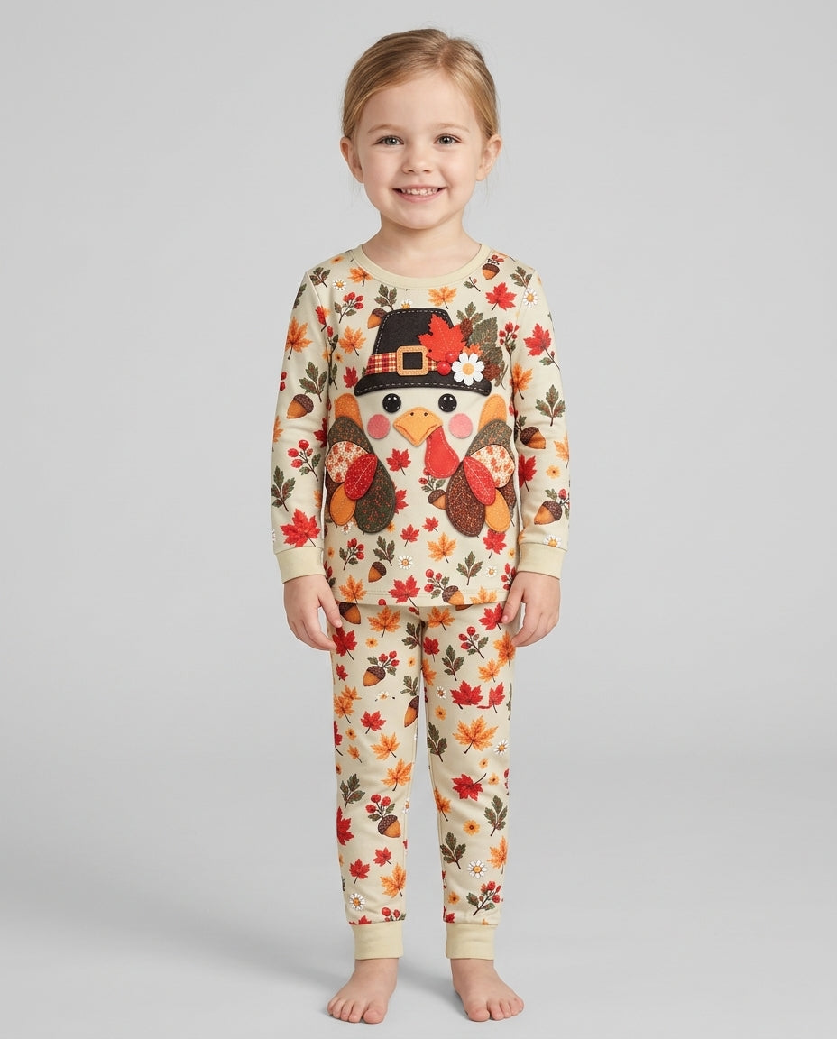 Thanksgiving Turkey Ugly Bamboo Two Piece Long Sleeve Pajama Set