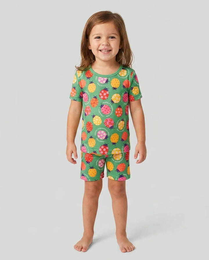 Conjunto de Pijama de Dos Piezas de Bambú con Mangas Cortas y Pantalones Cortos