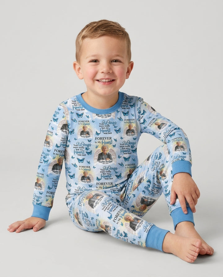 Custom Photo Forever In My Heart Family Matching Bamboo Two Piece Long Sleeve Pajama Set