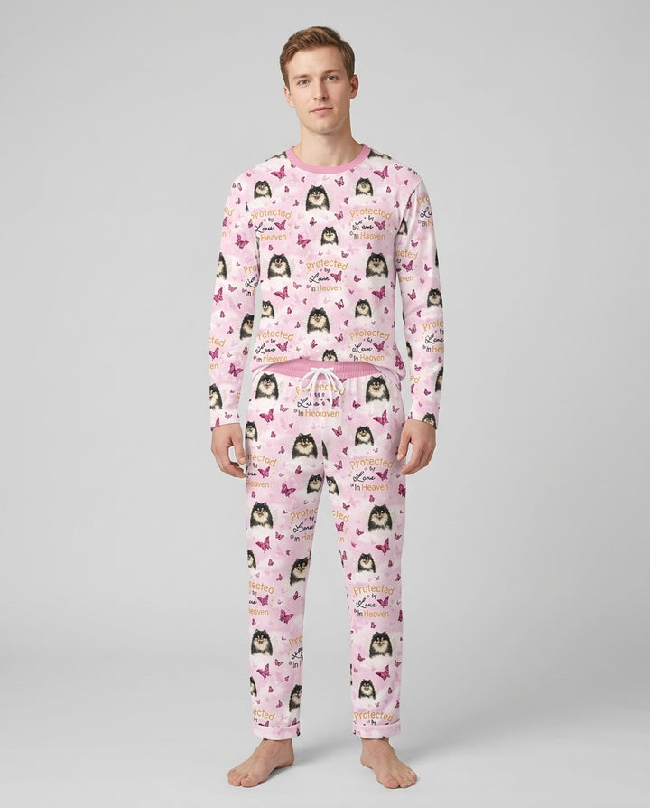 Custom Pet Photo Protected By Heaven Family Bamboo Men's Pajama Set